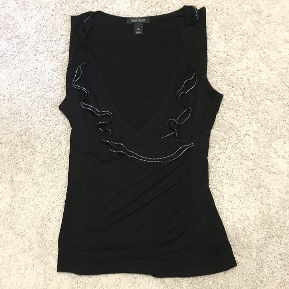 Black Ruffled Collar & Stitchwork Whimsigoth Wrap Tank Top - Picture 11 of 16